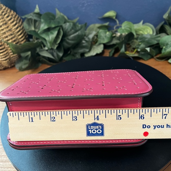 Coach Leather Laser Cut Mini Brynn Crossbody Bag in Rouge - Picture 11 of 12